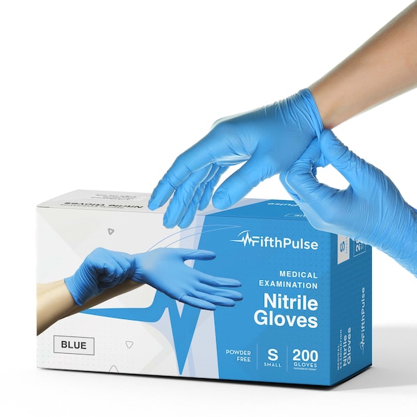 Fifthpulse FMN100, Disposable Gloves, 3 mil Palm, Nitrile, Powder-Free, S, 200 PK, Blue FP-N-200-S-BLE - main